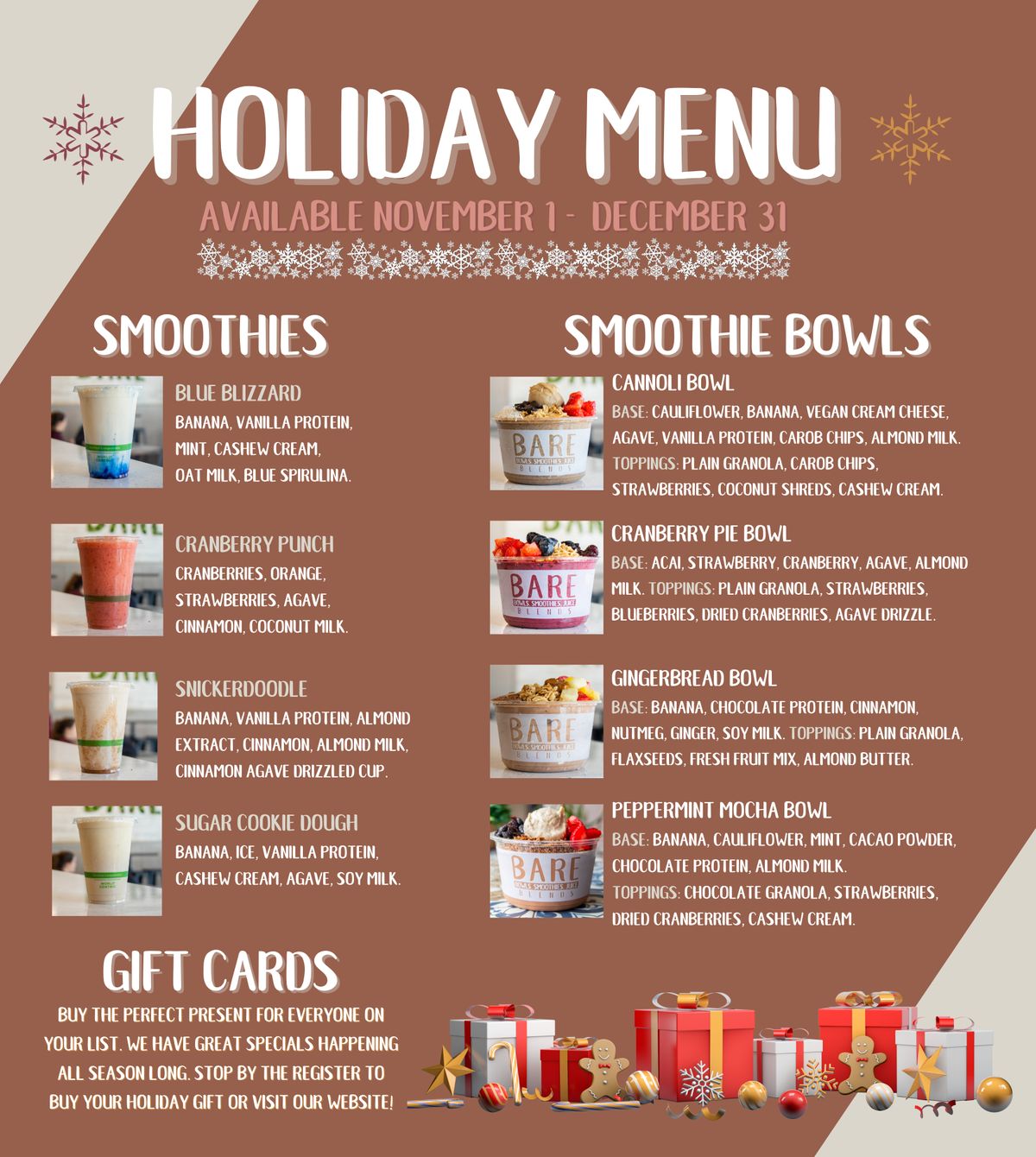 Seasonal Menu Bare Blends